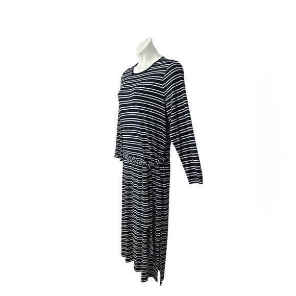 NWOT, Addition Elle, Plus-Size Wave-Patterned Striped Maxi Dress, 3X, Navy - Picture 7 of 10